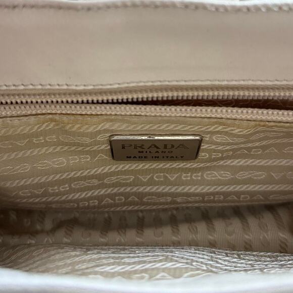 🤍 PRADA Beige Nylon & White Leather Shoulder Bag – Authentic 97441 🤍 - Picture 8 of 8